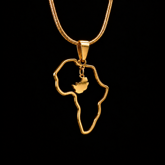 South Africa in Africa Map Necklace