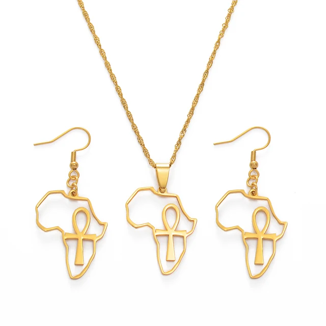 Ankh In Africa Necklace & Earrings Set