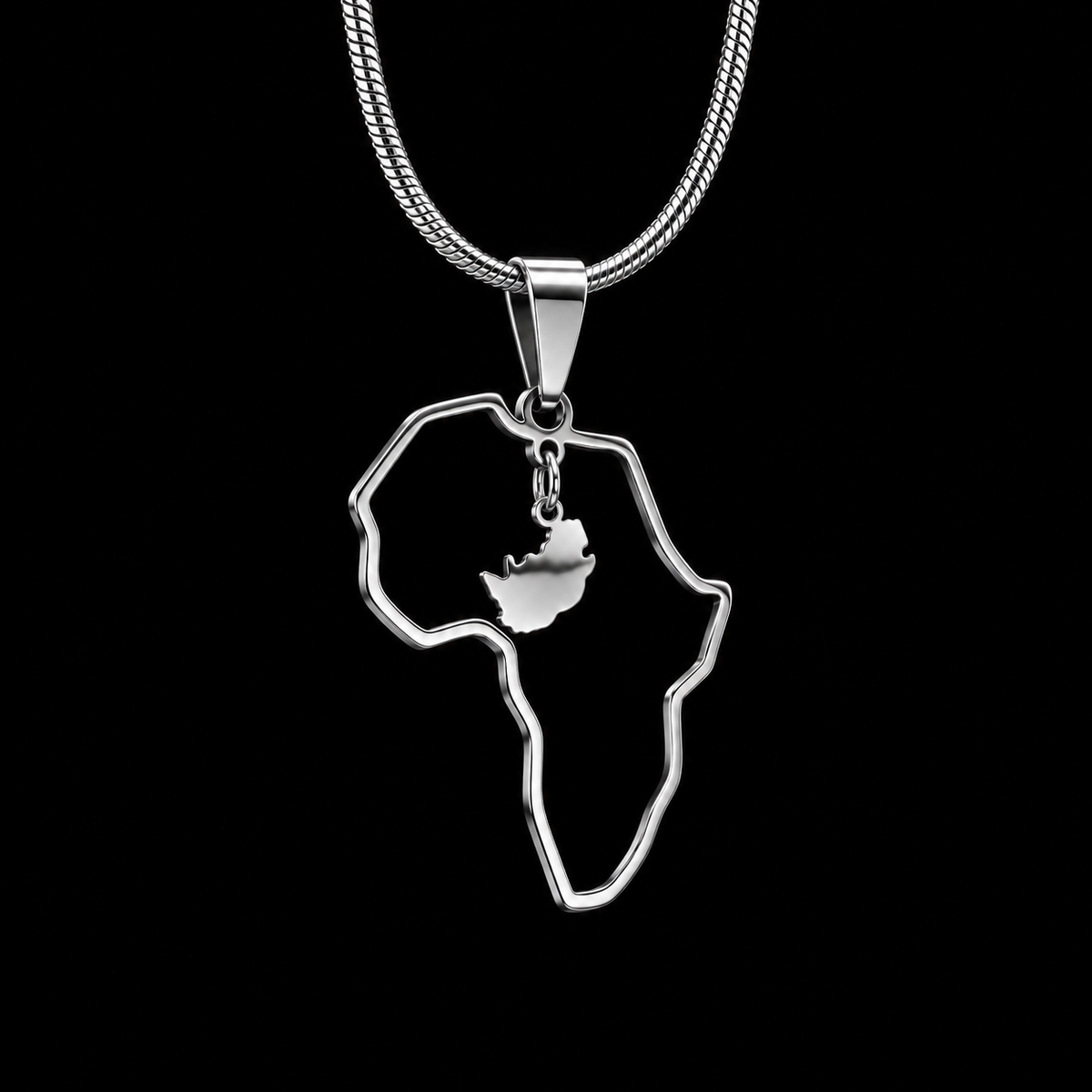 South Africa in Africa Map Necklace