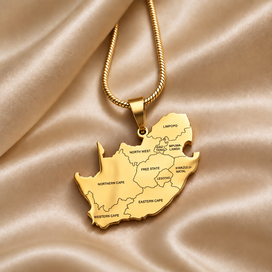 Gold South Africa map necklace
