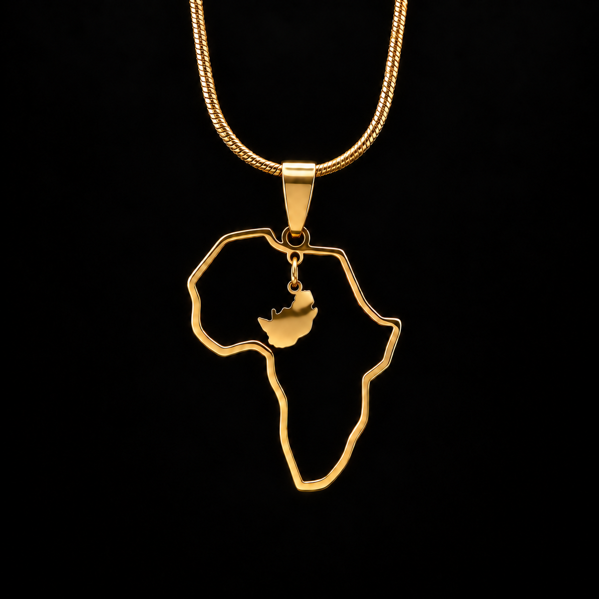 South Africa in Africa Map Necklace