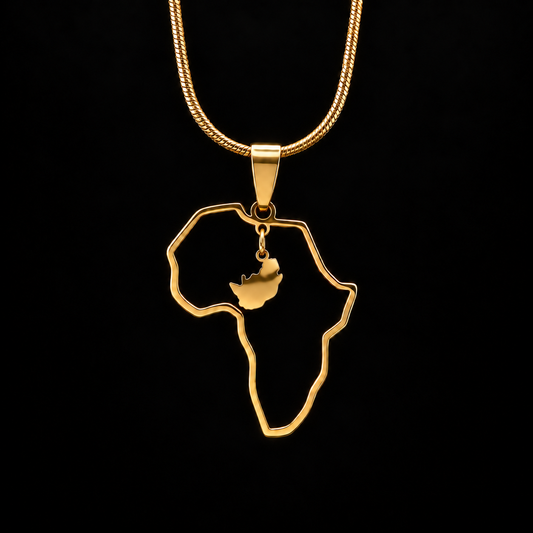 South Africa in Africa Map Necklace