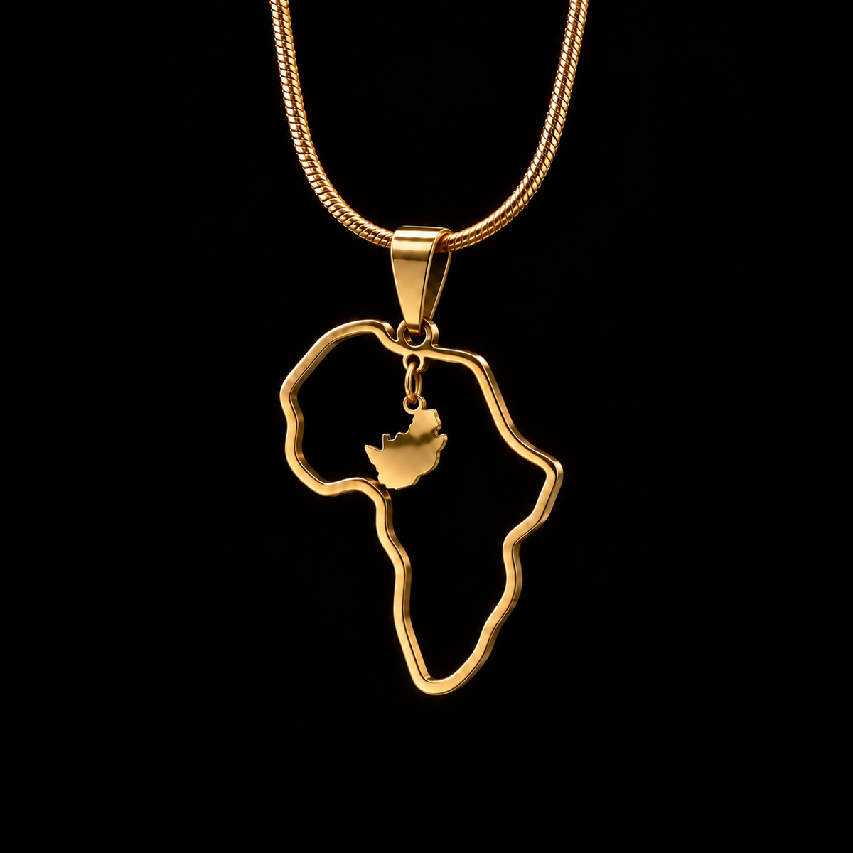 South Africa in Africa Map Necklace