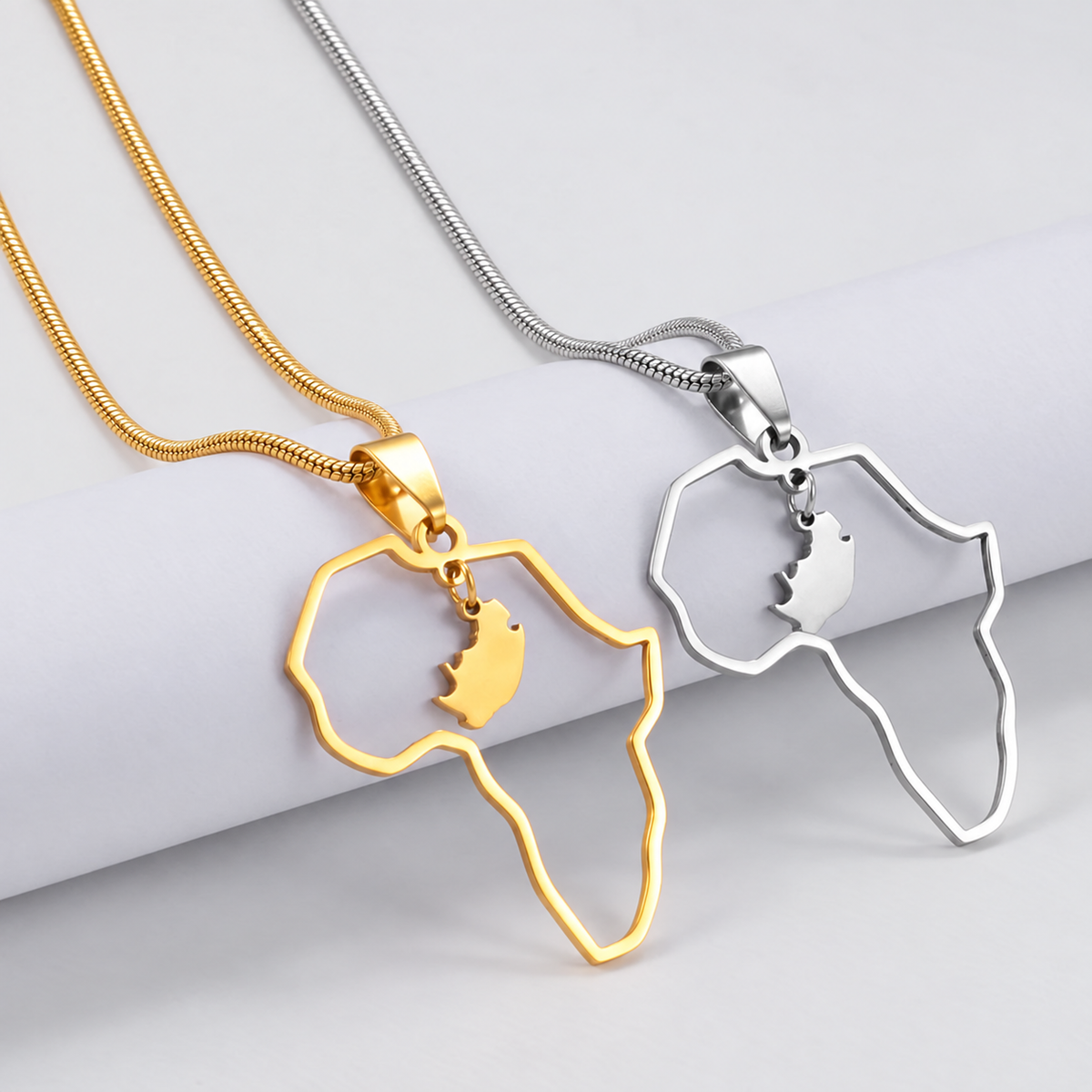 South Africa in Africa Map Necklace