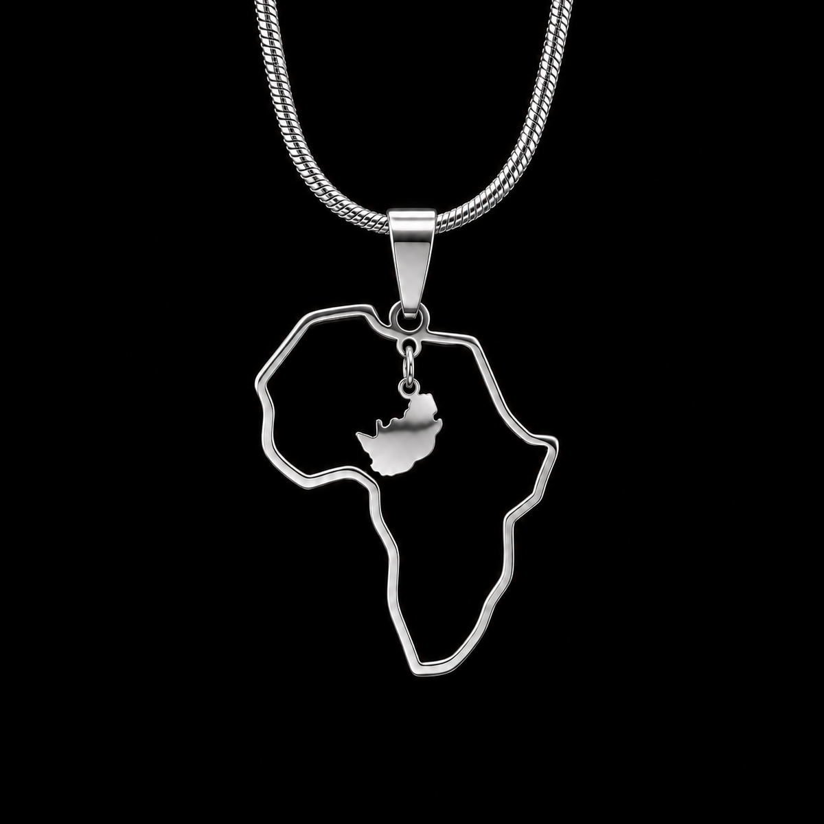 South Africa in Africa Map Necklace
