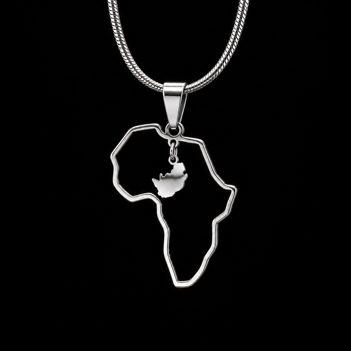South Africa in Africa Map Necklace