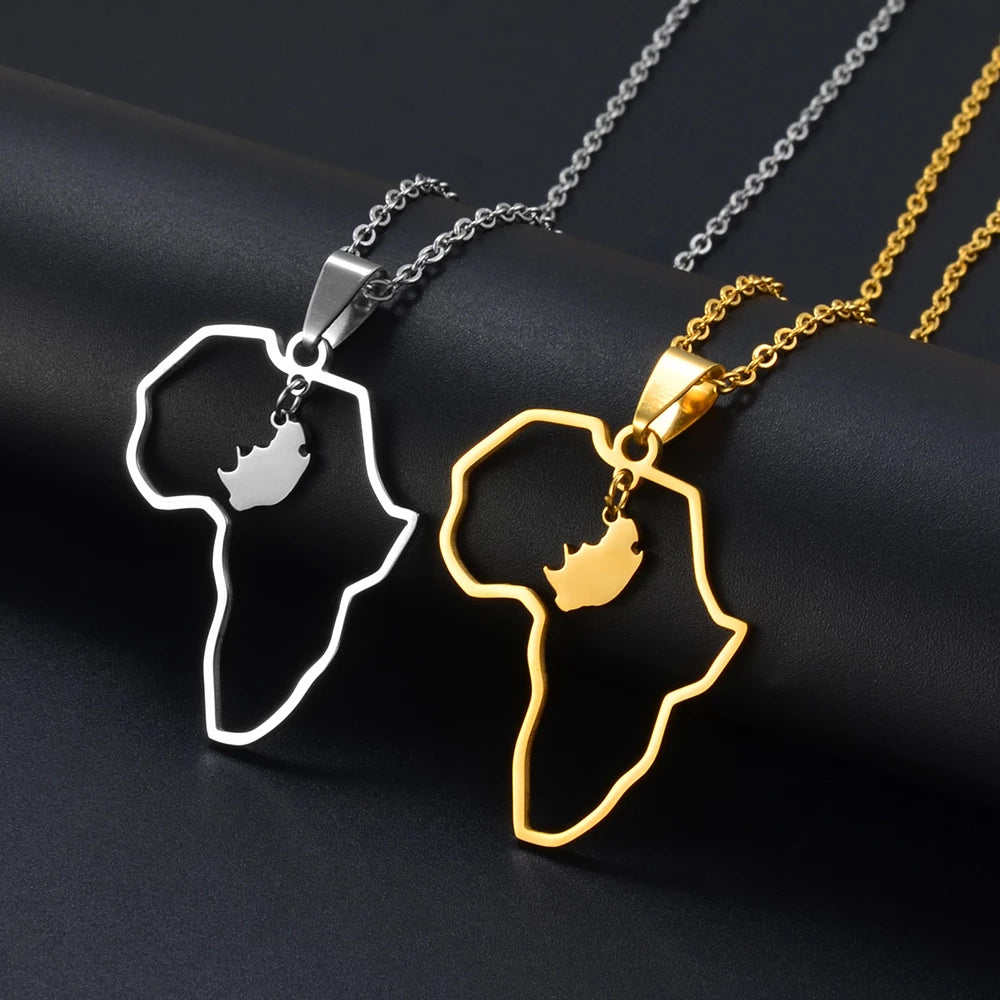South Africa in Africa Map Necklace